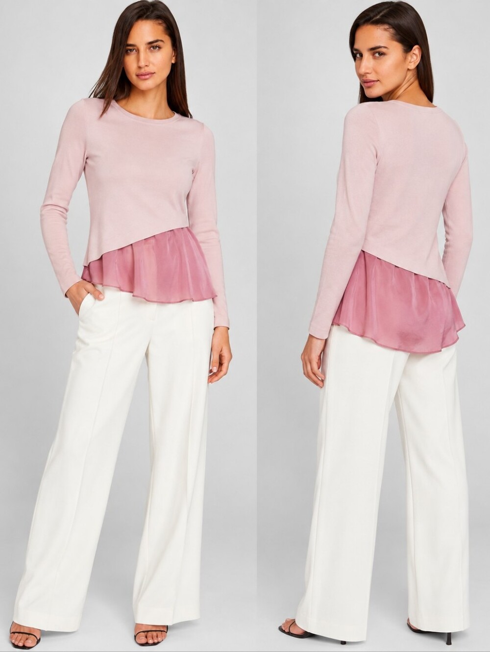 CLUB MONACO Pink Jooben Satin Feminine Romantic Balletcore Long Sleeve Sweater